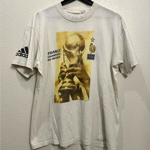 1998 World Cup Vintage France National Team Champion Adidas Soccer Tee L 21x26